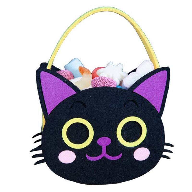Saco De Feltro Gatinho Preto 16 X 19 Cm Halloween
