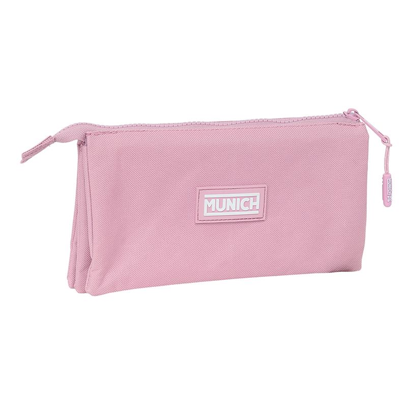 Estuche Triple Munich Basic Rosa 22cm - Imagen 1