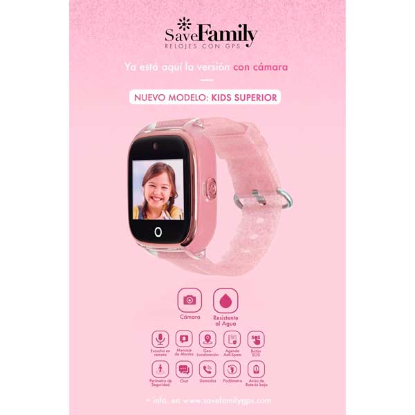 Save Family Reloj Infantil GPS Superior Rosa Glitter - Imatge 1
