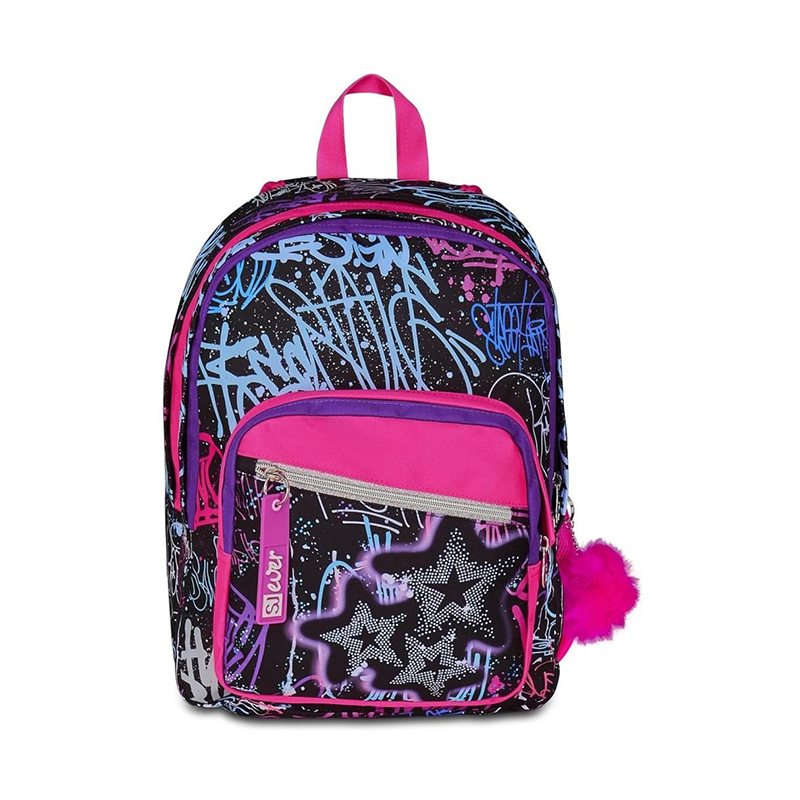 Mochila Seven Fixstar com Pompom Rosa 42cm