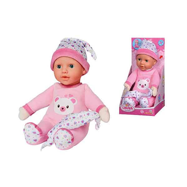 Boneca Bebê Reborn Laura Baby Cry Valentim com 6 Acessórios