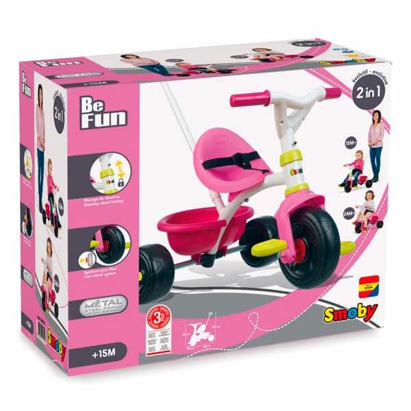 Triciclo Bebé Be Fun Rosa de Smoby (740322) - Imagen 3