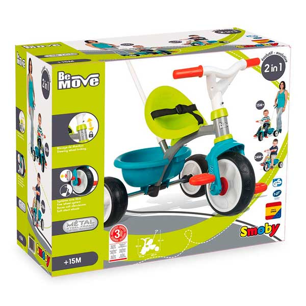 Triciclo Bebé Be Move Azul Rueda Silenciosa de Smoby (740326) - Imatge 3