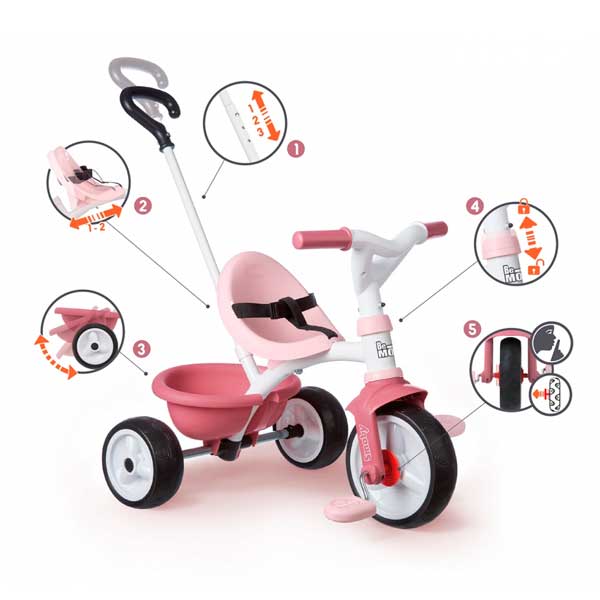 Triciclo Infantil Be Move Rosa de Smoby (740332) - Imagen 3