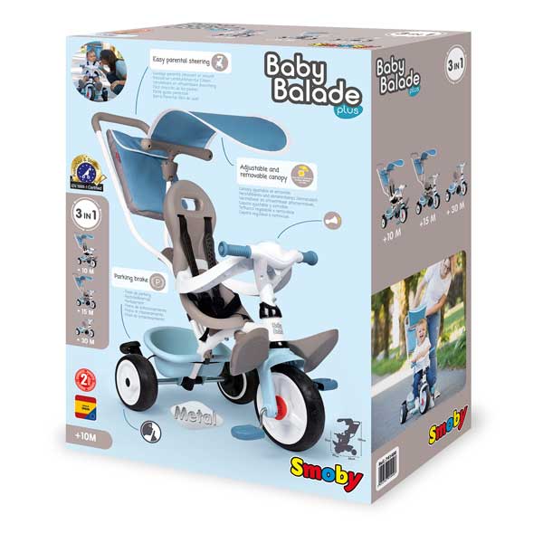 Triciclo Infantil Baby Balade Plus Azul de Smoby (741400) - Imagen 3