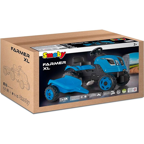 Tractor Farmer XL Azul Con Remolque de Smoby (7600710129) - Imatge 1