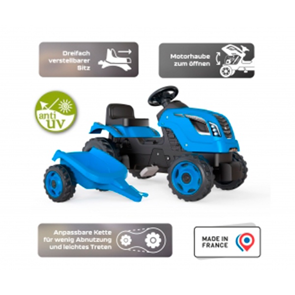 Tractor Farmer XL Azul Con Remolque de Smoby (7600710129) - Imatge 2