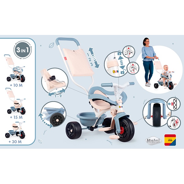 Triciclo Be Fun Confort Azul de Smoby (7600740416) - Imagen 1