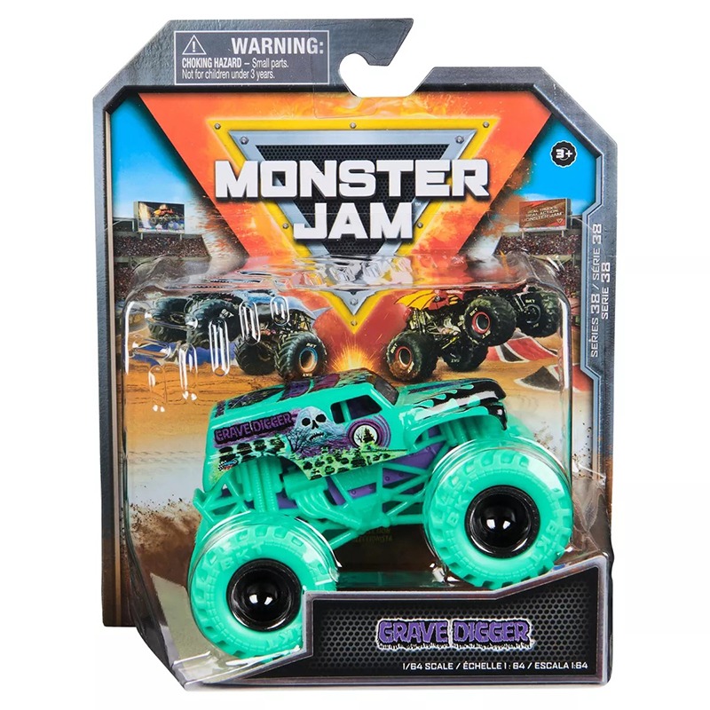 Monster Jam Vehículo Grave Digger Turquesa 1:64