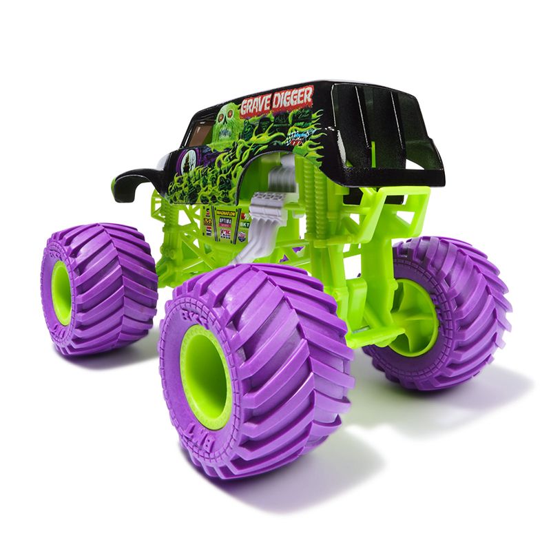 Monster Jam Vehículo Grave Digger Ruedas Lila 1:24 - Imagen 2