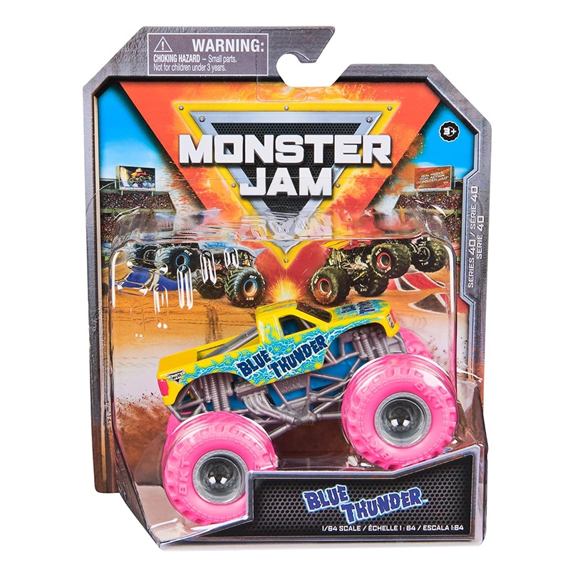 Monster Jam Vehículo Blue Thunder Ruedas Rosas 1:64