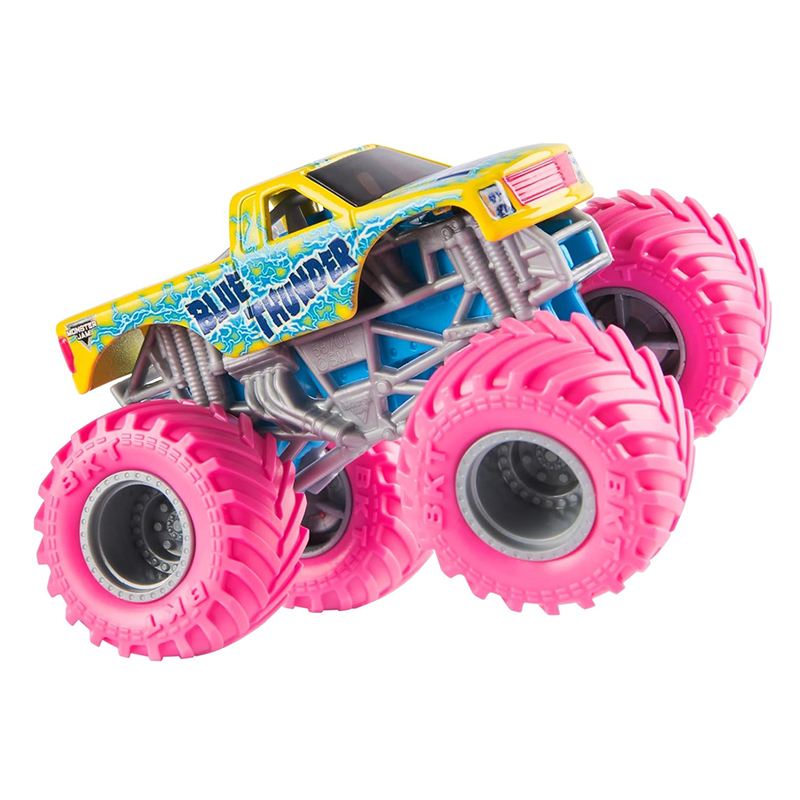 Monster Jam Vehículo Blue Thunder Ruedas Rosas 1:64 - Imagen 4
