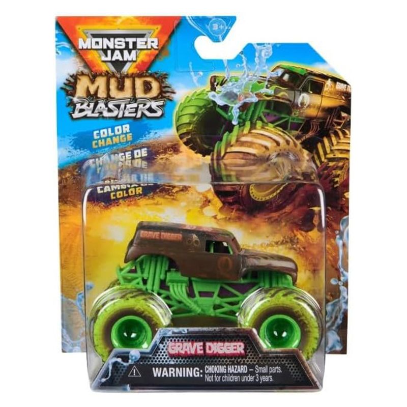 Monster Jam Vehículo Mud Blasters Color Change Grave Digger