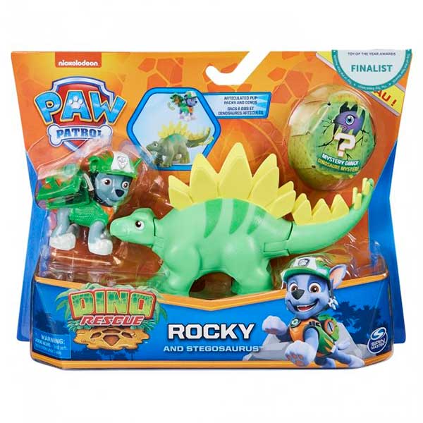 Patrulha Pata Figura Rocky e Stegosaurus Dino Rescue - Imagem 1