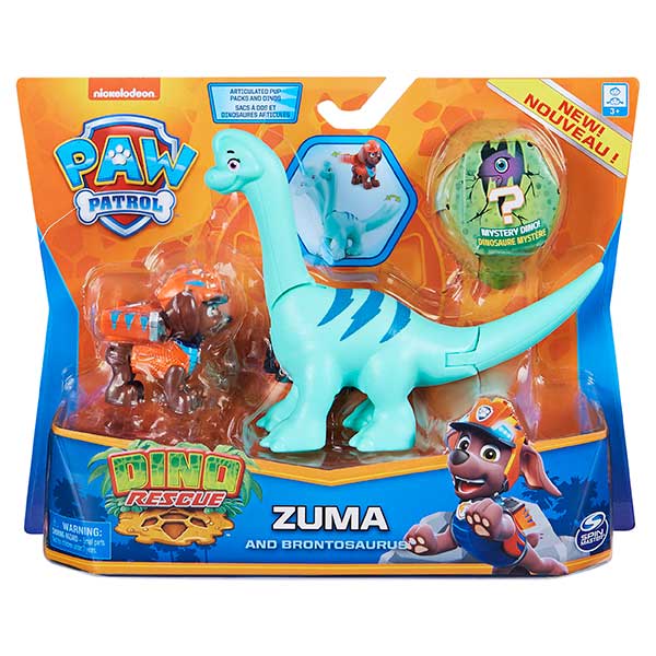 Patrulha Pata Figura Zuma e Brontosaurus Dino Rescue Zuma - Imagem 1