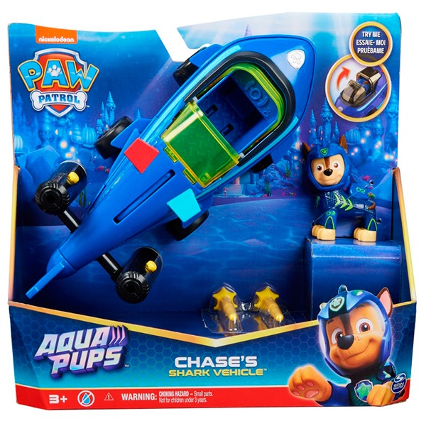 Patrulha Pata Veículo e Figura Chase Aqua Pups - Imagem 1