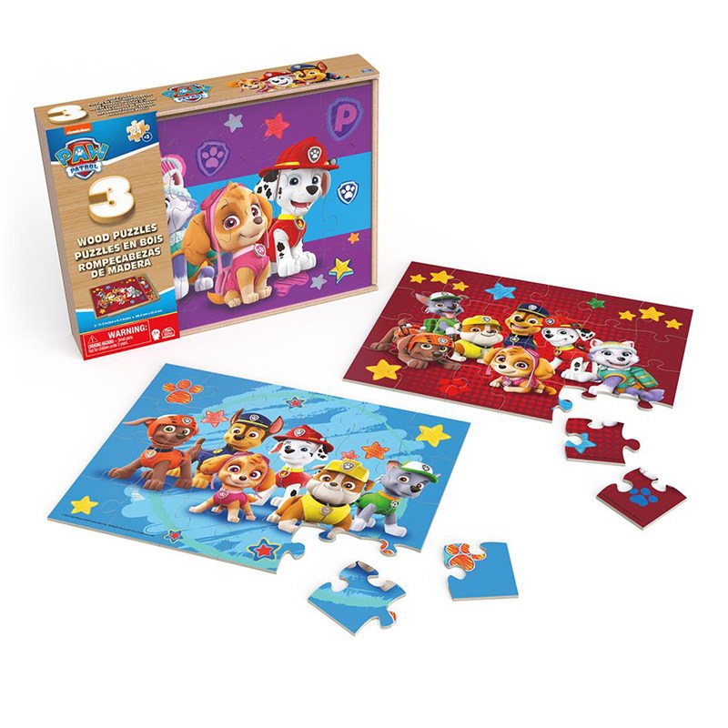 Puzzle Paw Patrol de Madeira 3x24p