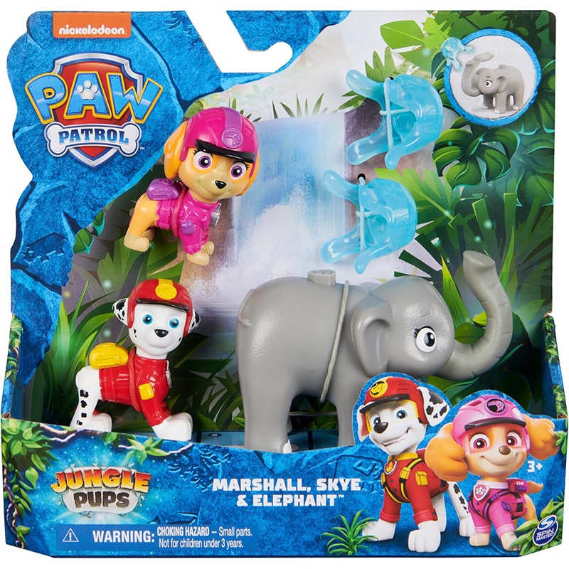 Paw Patrol Pack Figuras Marshall Skye y Elephant Jungle Pups