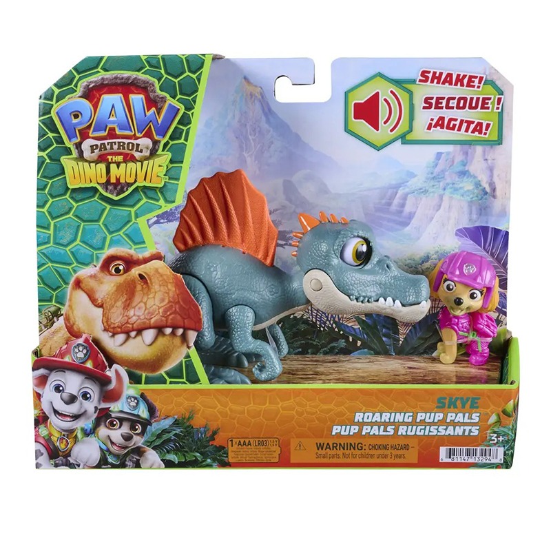 Patrulla Canina Dino Movie Figura Skye con Dinosaurio