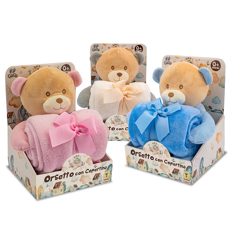 Peluche de oso con manta 27cm