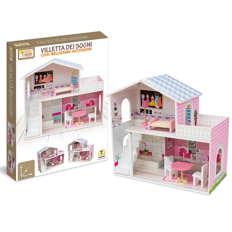 Casa de muñecas de madera con accesorios