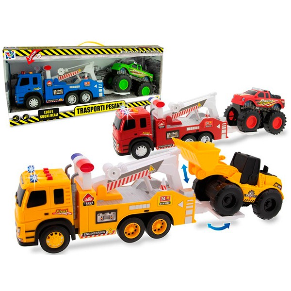 Camión Grua con Vehículo Luces y Sonidos