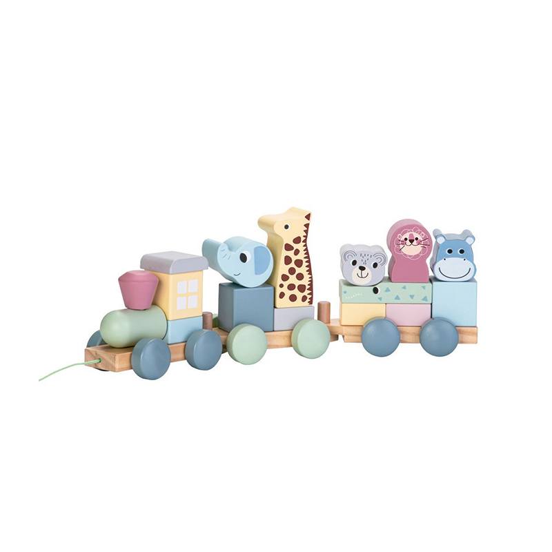 Tren de Madera con Vagones y Animales