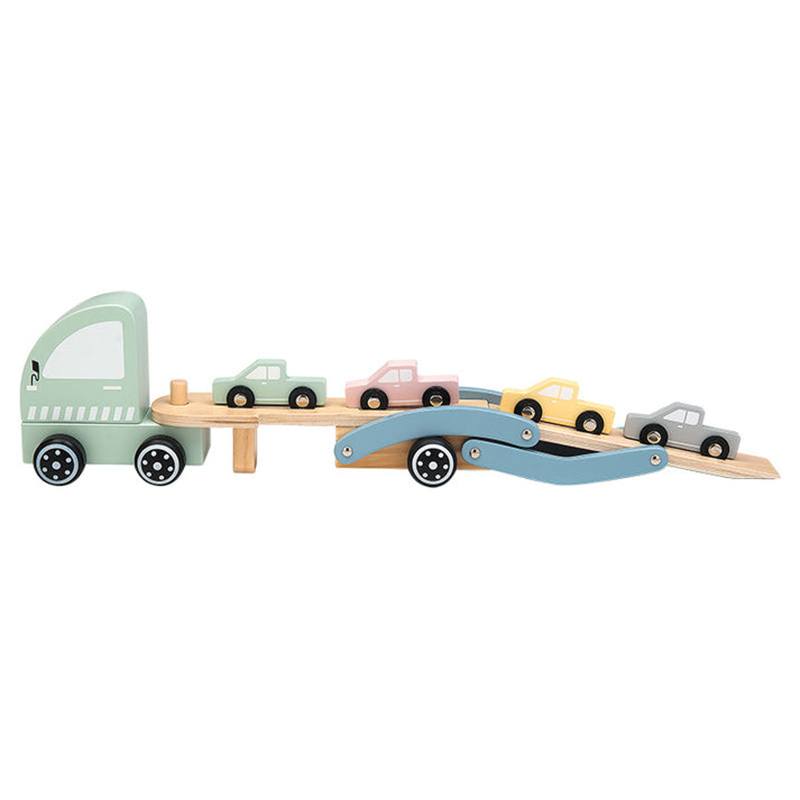 Camión Remolque Extensible de Madera con Coches - Imagen 1