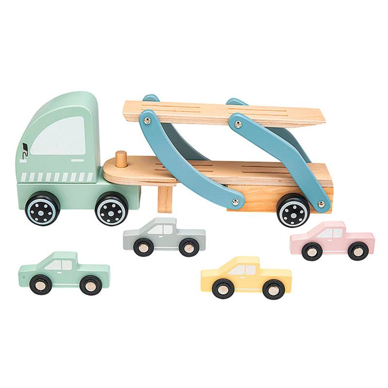 Camión Remolque Extensible de Madera con Coches - Imagen 2