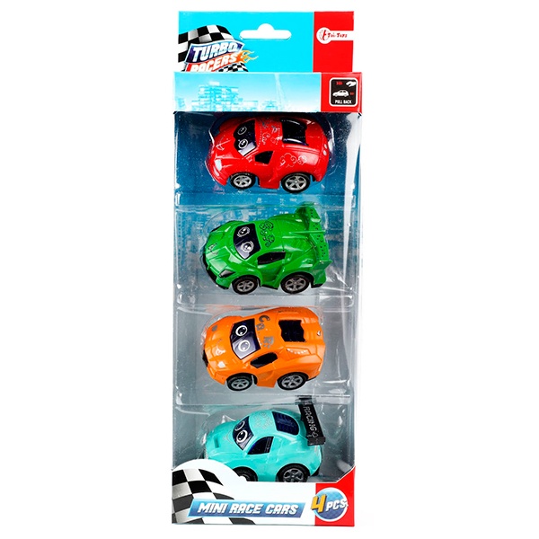 Pack 4 Mini Coches Turbo Racers - Imagen 1