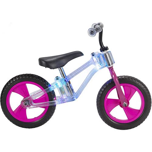 Bicicleta Infantil sem Pedais Balance Bike Rosa com Luzes Led 12 Polegadas - Imagem 1