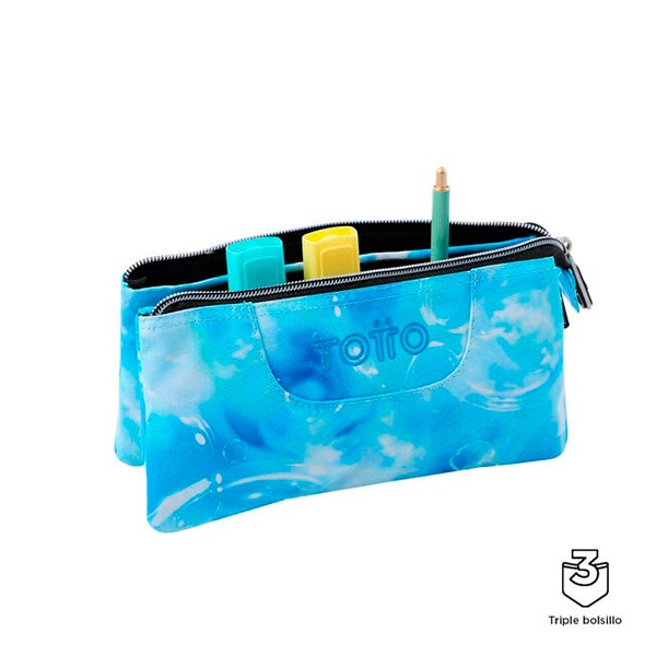 Estojo Escolar Azul Bubul Tablero 22cm - Imagem 1