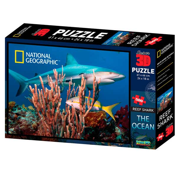 National Geographic Prime 3D Puzzle 500p Tubarão - Imagem 1