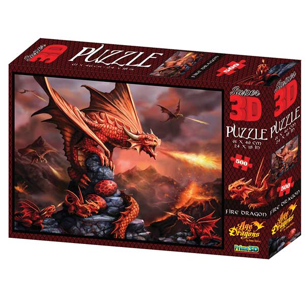 Prime 3D Puzzle 500p Dragón de Fuego Anne Stokes - Imagen 1