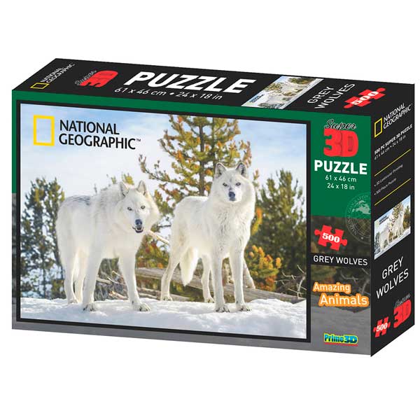 National Geographic Prime 3D Puzzle 500p Lobos - Imagen 1