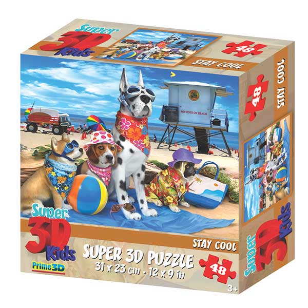 Prime 3D Puzzle 48p Cães na Praia - Imagem 1
