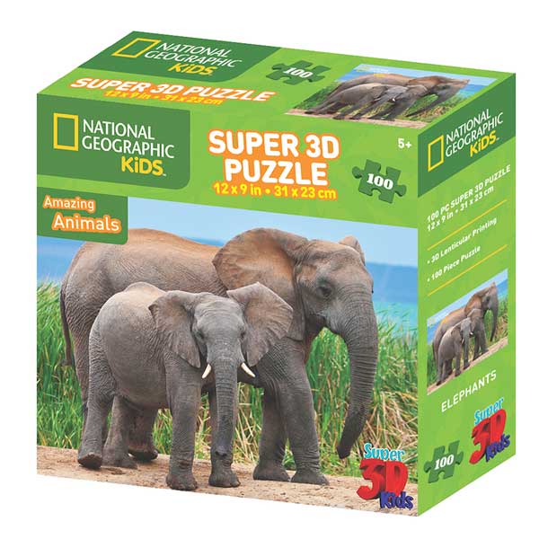 National Geographic Puzzle 100p Elefants 3D - Imatge 1