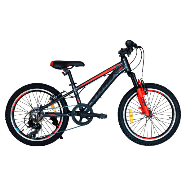 Bicicleta Infantil 20 Pulgadas 4MOTION ALUMINIO Gris-Roja Cambio y  Suspensión Aluminio