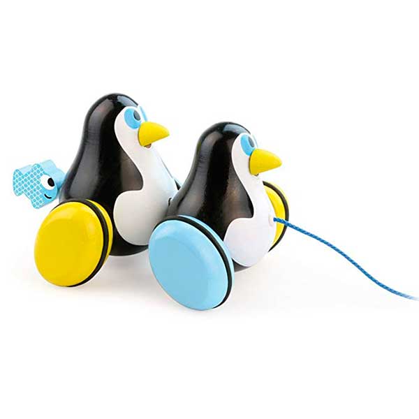 Arrastrador Infantil Pingüinos Madera - Imagen 1