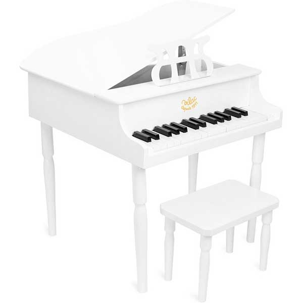 Piano de Cua Blanc amb Tamboret - Imatge 1