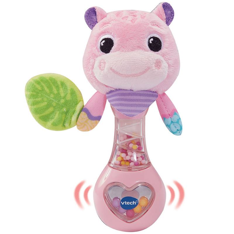Chocalho de Pelúcia Hipopótamo Bebé Rosa