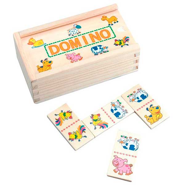 Jogo de Tabuleiro Domino Infantil Madeira Animais - Imagem 1