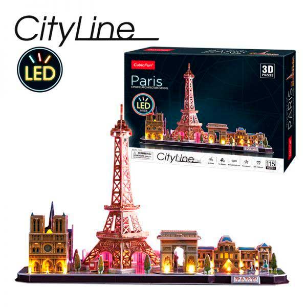 Puzzle 3D Paris City Line con Luces Leds 115p - Imagem 1