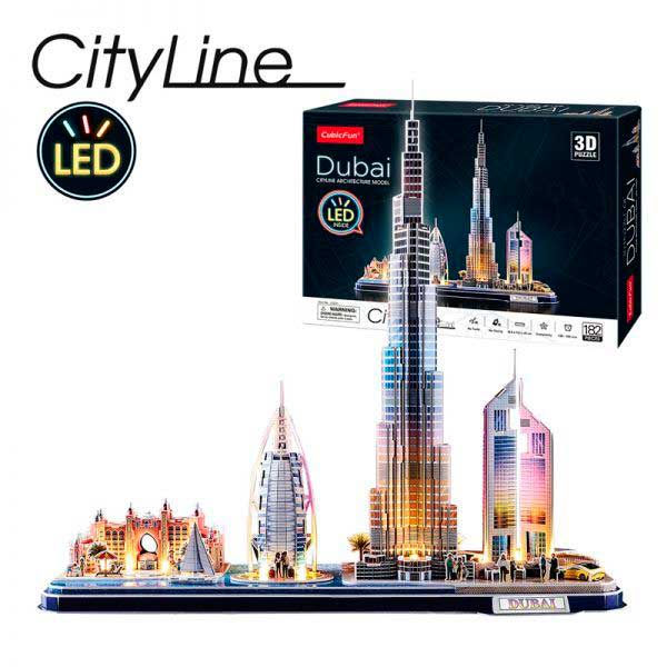 Puzzle 3D Dubai City Line con Luces Leds 182p - Imagem 1